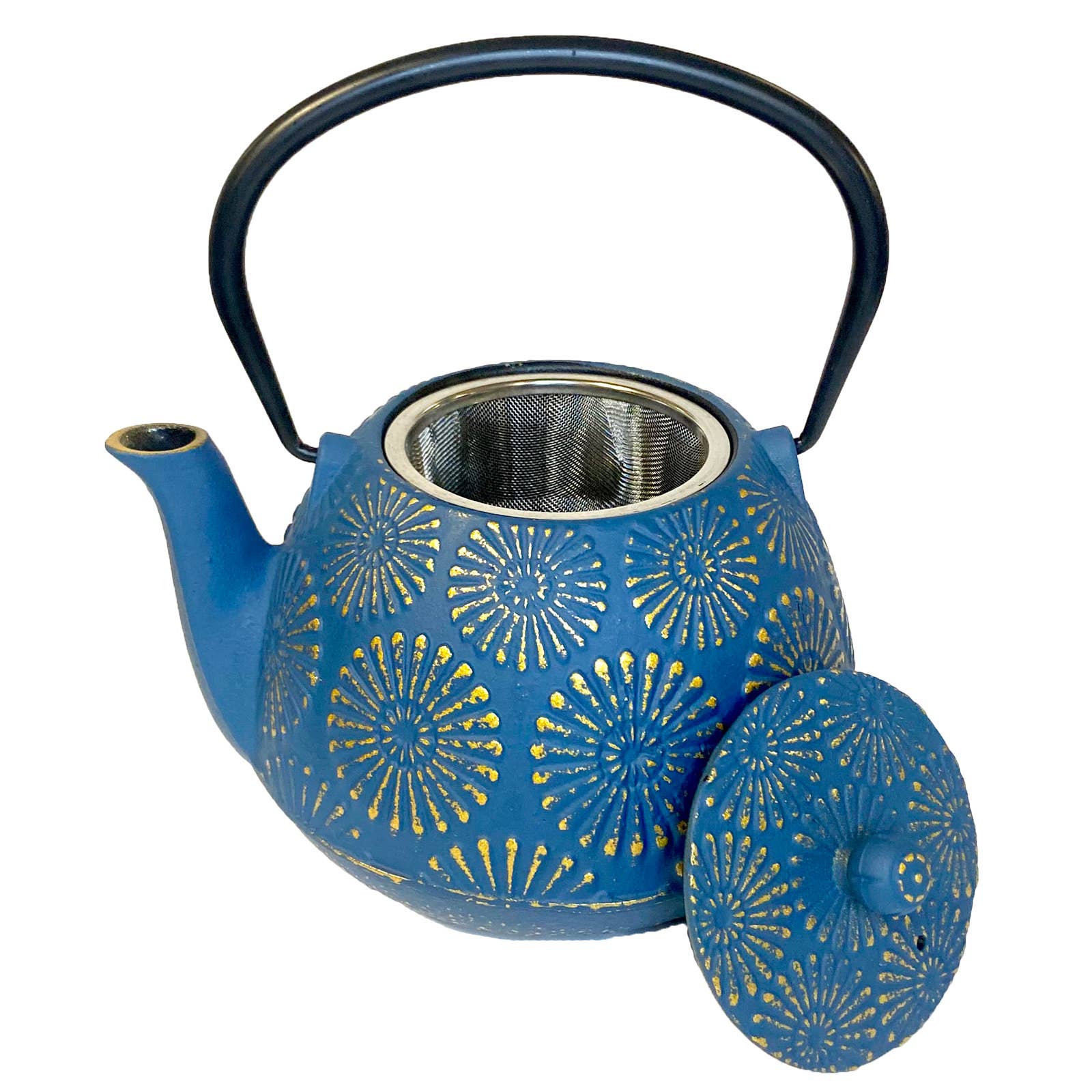 Telsaan Tea - Wholesale Tea Pot - Cast Iron Tea Pot, Blue Daisy, 40 oz1