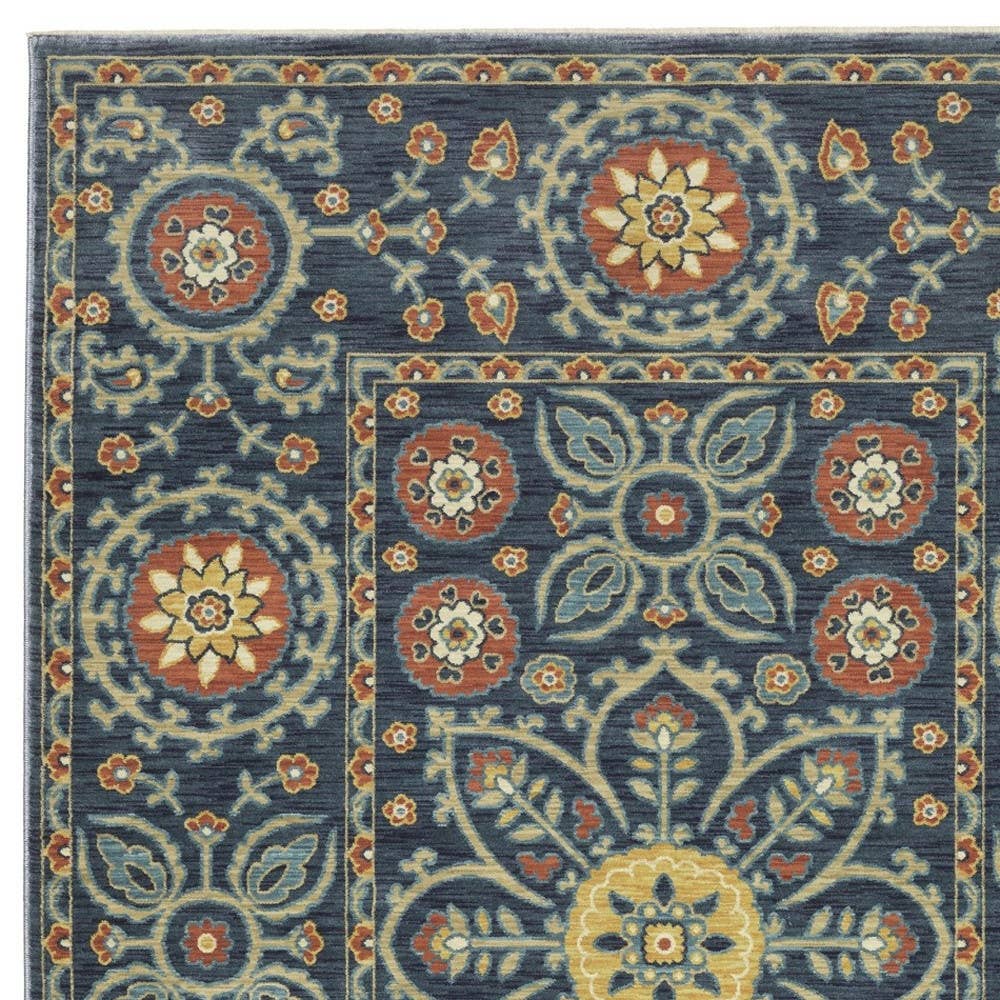 HomeRoots - Wholesale Area Rug - 2' X 3' Blue And Rust Medallion Area Rug With Fringe5