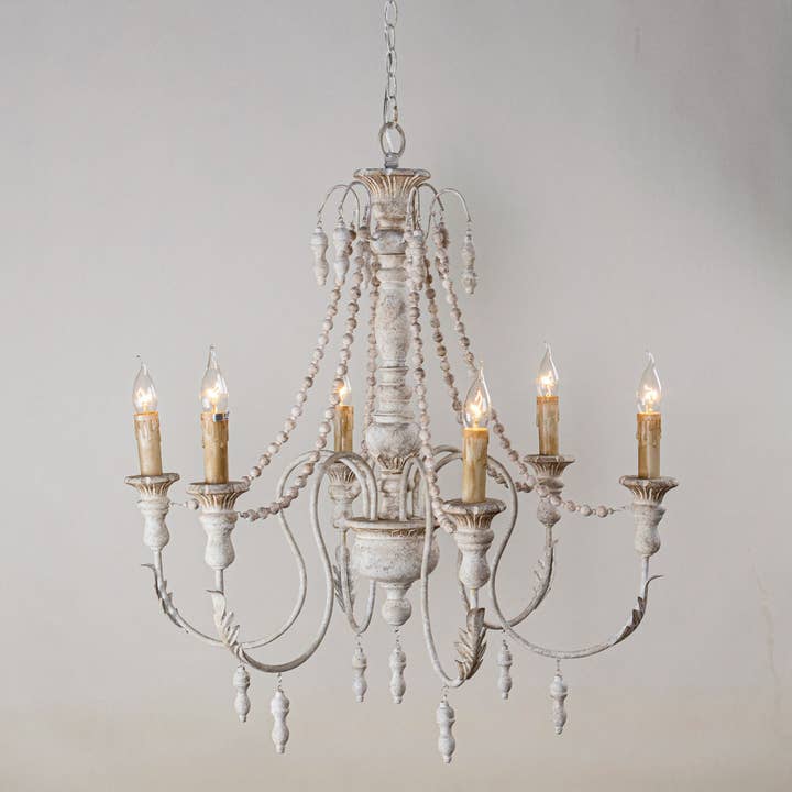 Brio Lighting - Wholesale Chandelier/Hanging Light - Lusteria Traditional Handmade 6-Light Wood White Chandelier10