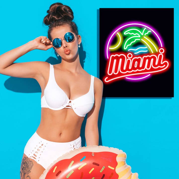 LED Neon Sign MIAMI with remote control for wholesale by Mad About Neon