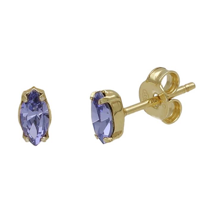 Bianca crystal button earrings in gold-plated silver for wholesale by Victoria Cruz