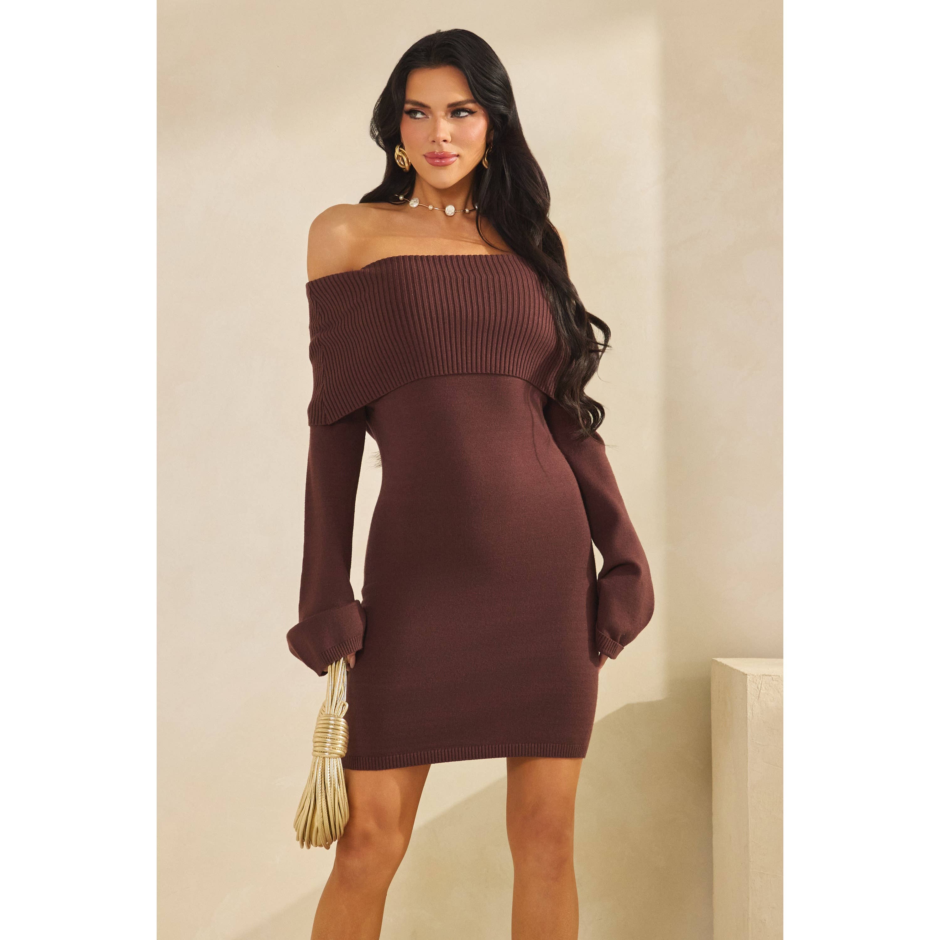 The Sang - Wholesale Dress - Women's - OFF SHOLDER SWEATER DRESS8