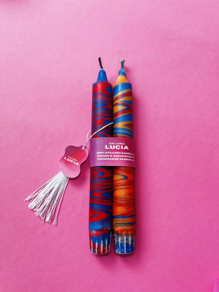 Handmade dinner candles|Set of 2|Vegan Stearin | Blue for wholesale by Galleria Lucia