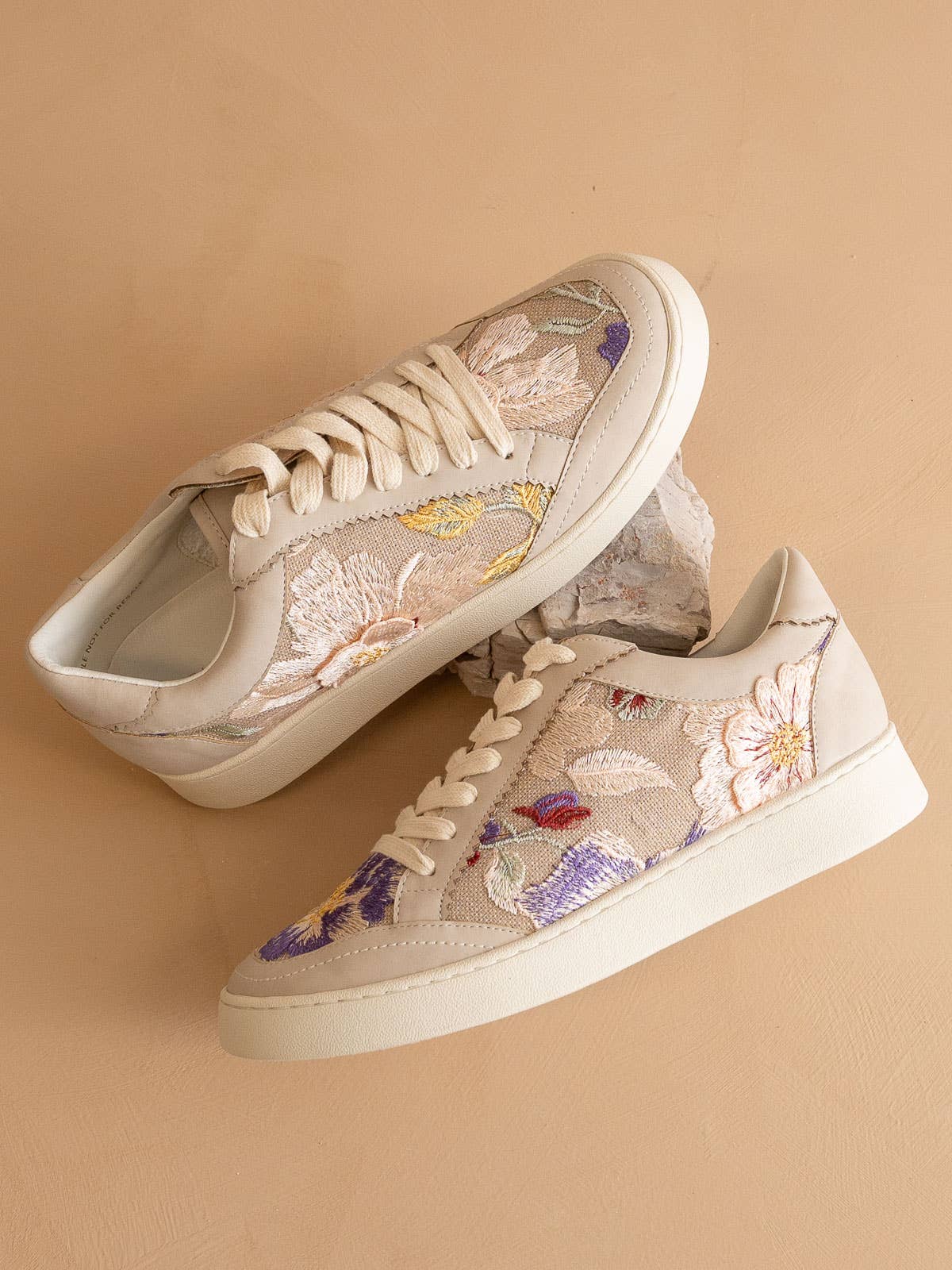The Tammi | Light Grey Floral Applique Sneaker for wholesale on Faire4