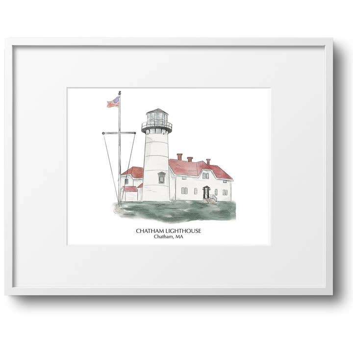 Chatham Lighthouse Chatham, MA Cape Cod Art Print for wholesale by WonderfullyWrittenCo