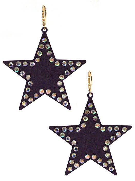 VE3536 Rhinestone Solid Star Dangle Earrings for wholesale by MiMi Wholesale