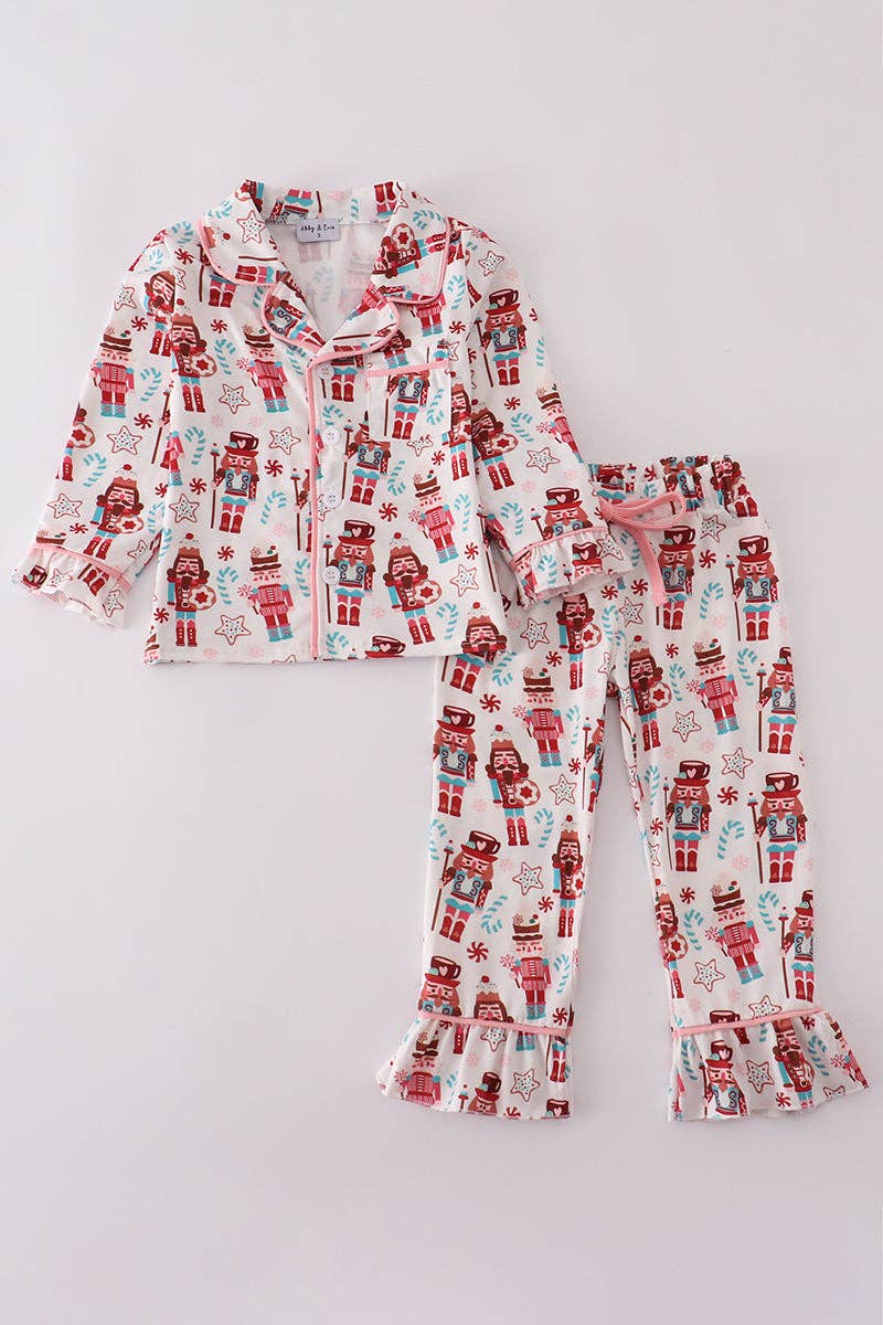 Mom & Co. - Wholesale Sleepwear Set - Kids - Christmas nutcracker print ruffle pajamas set0