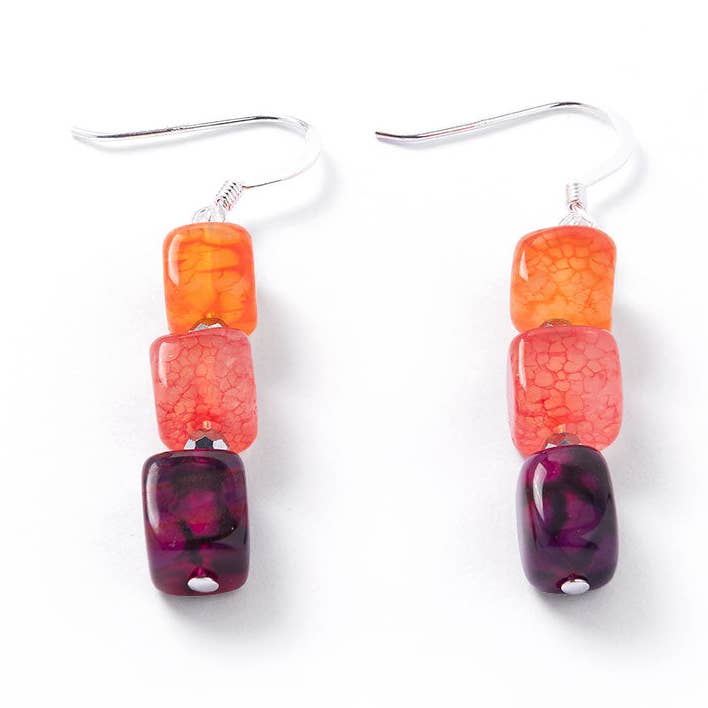 Rainbow Agate Cubes Earrings for wholesale by Carrie Elspeth Jewellery