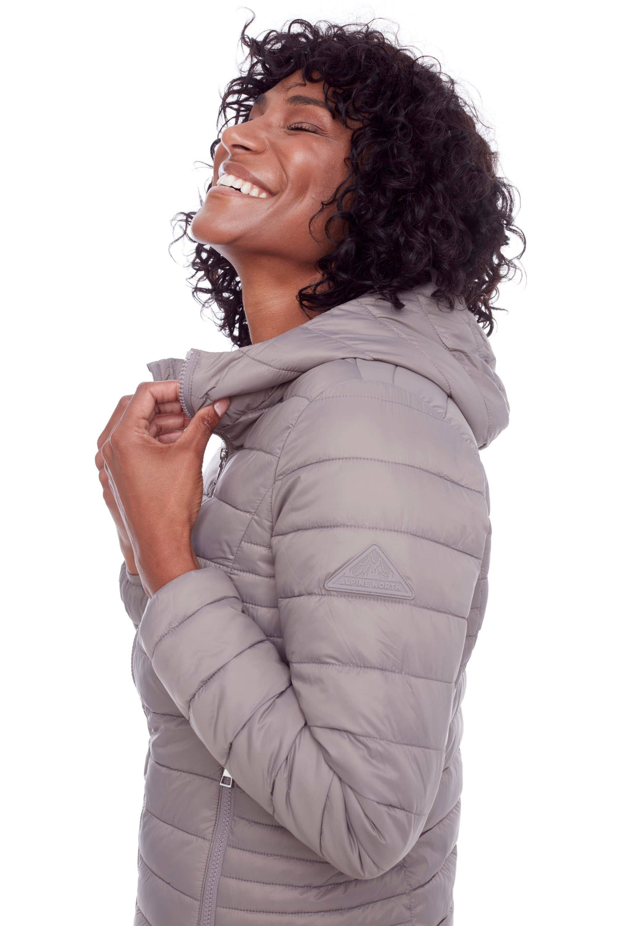 YOHO LADIES' | WOMEN'S VEGAN DOWN (RECYCLED) LIGHTWEIGHT PACKABLE PUFFER, TAUPE for wholesale on Faire1