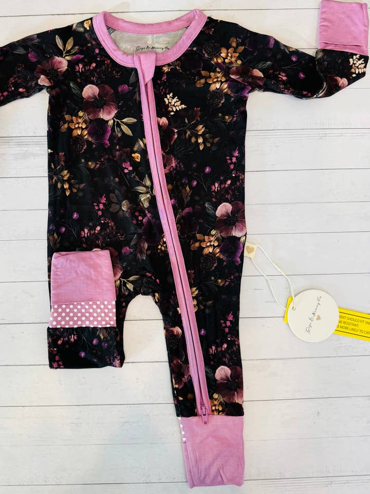Purple Floral Zippy Pajama for wholesale by Gigi & Ninny Co