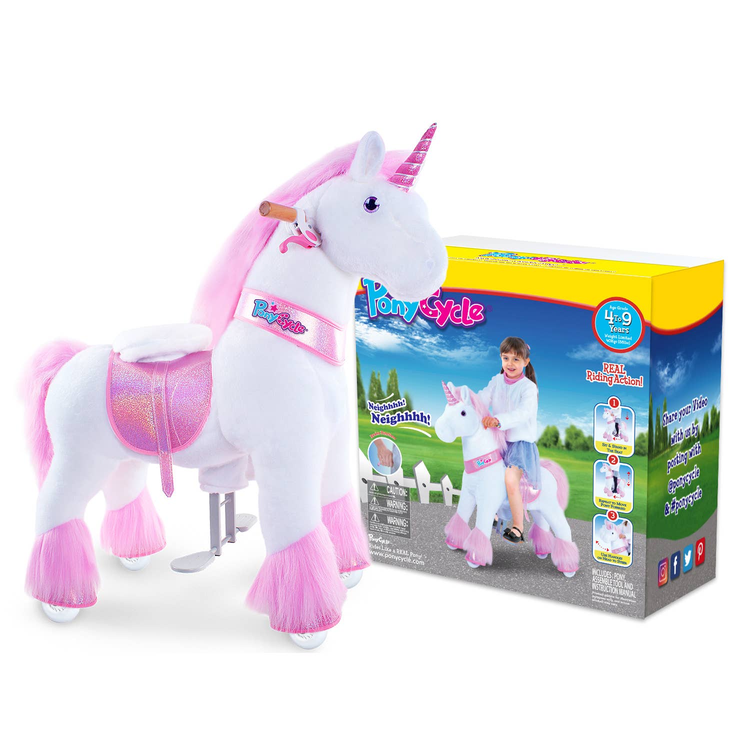 PonyCycle - Vente Cheval à bascule – enfant - PonyCycle Cheval à Bascule Licorne Rose | Jouet à Bascule en Peluche15