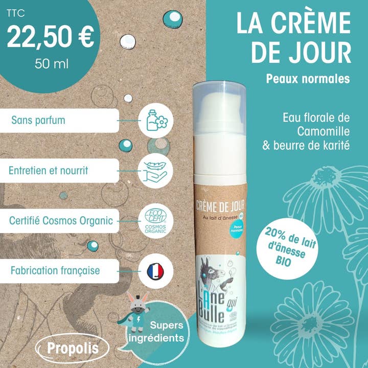 Fresh and organic donkey milk day cream – Normal skin for wholesale by L'Âne Qui Bulle