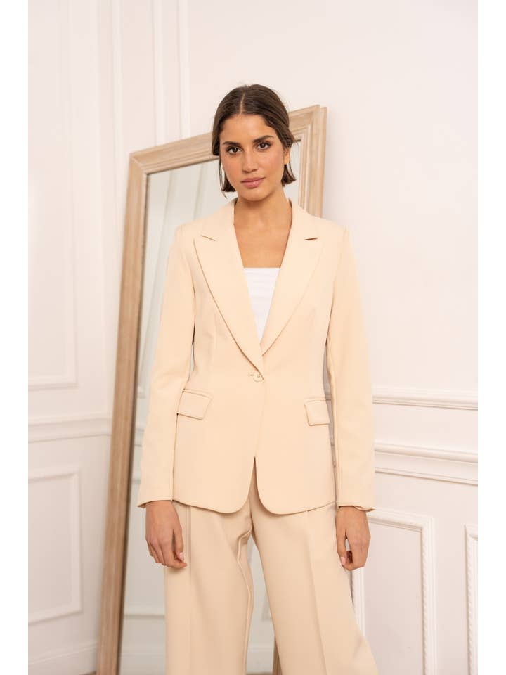 Attentif Paris - Vendita all'ingrosso Giacca elegante - Donna - Giacca aderente con bottone singolo, semplice - Collezione Timeless88