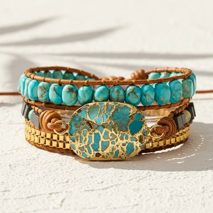 Turquoise Calming Energy Wrap Bracelet for wholesale by Cape Diablo