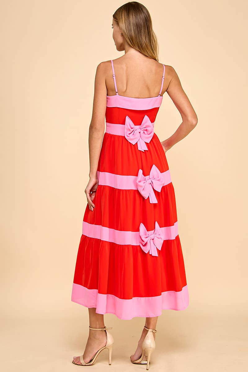 TCEC - Wholesale Dress - Women's - CD05197-Tiered Midi Dress with Alternating Contrast Stripes5