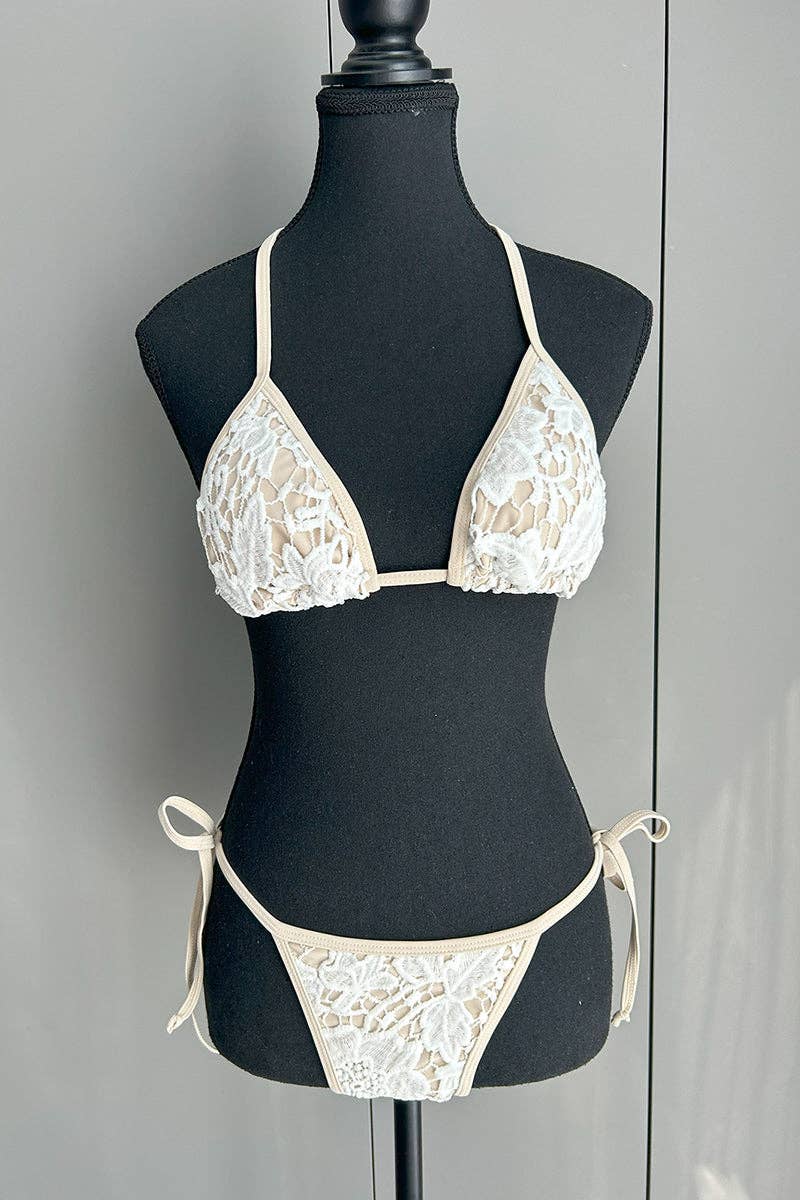 WHITE Floral Lace Three Piece Set for wholesale on Faire3