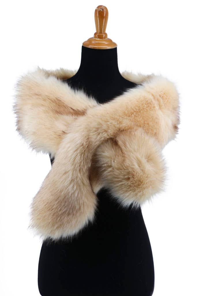 Western Fashion - Wholesale Wrap - Women's - Flapper faux fur stole wrap - Beige0