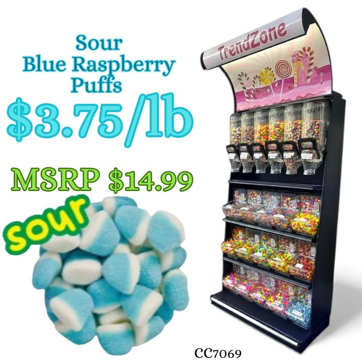 Bulk Candy Gummies – Sour Puffs Blue Raspberry for wholesale by Trend Zone