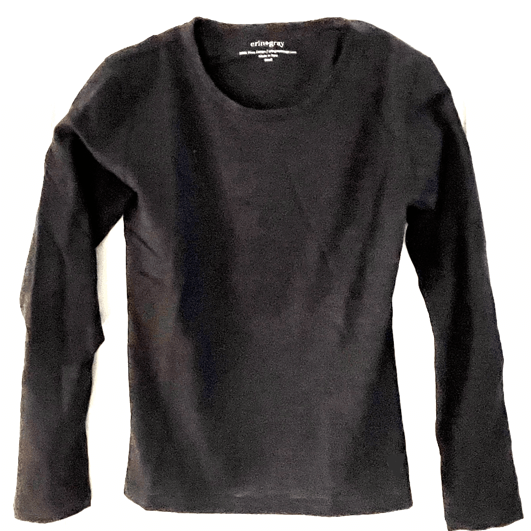 erin gray - Wholesale T-Shirt - Women's - Long Sleeve Jeans Crew in Black Pima Cotton Slub2