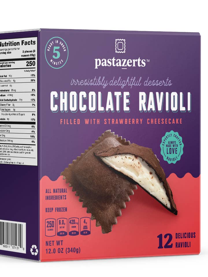 Chocolate Ravioli - Strawberry Cheesecake - RETAIL 6 PK Case for wholesale by Pastazerts