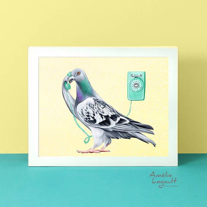 Sardines Studio - Wholesale Art Print - Pigeon on the phone Poster