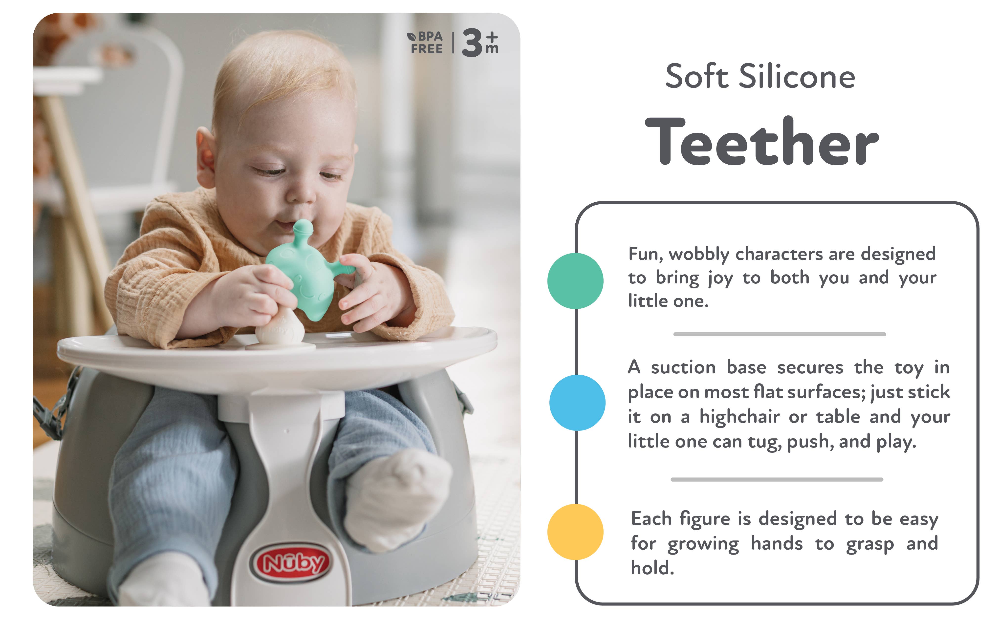 Nuby - Wholesale Teether (Not Clip-On) - Baby - Super Soft Silicone Teether with Suction Base3