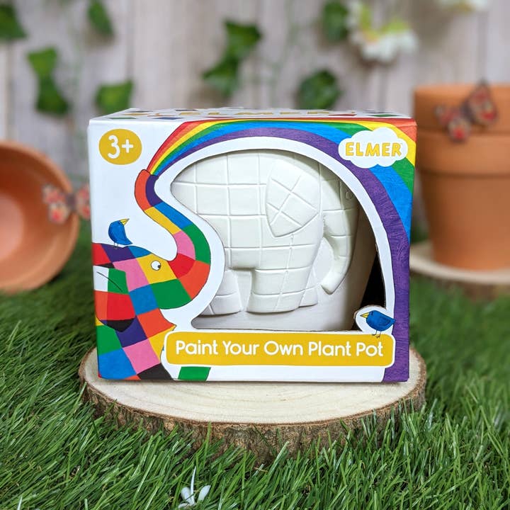 Robert Frederick Ltd - Wholesale DIY Craft Kit - Kids - Elmer Paint Your Own Plant Pot - Children's Craft Kit