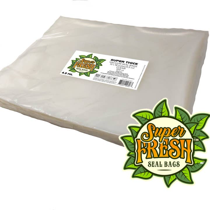 Sacs sous vide Super Fresh CLEAR 15"x18" 4,5mil paquet de 100 pour la vente par Super Fresh Vacuum Seal Bags