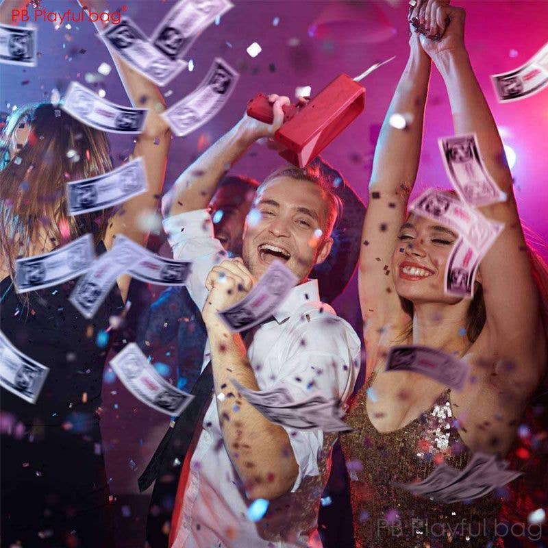 Naomi's Happy Place Shop - Wholesale Classic Toy - Kids - Electric Money Gun Ver.1 with 100pcs Props Money Cash Banknote Spray gun Adult Party Wedding Supplies Children toys AC980