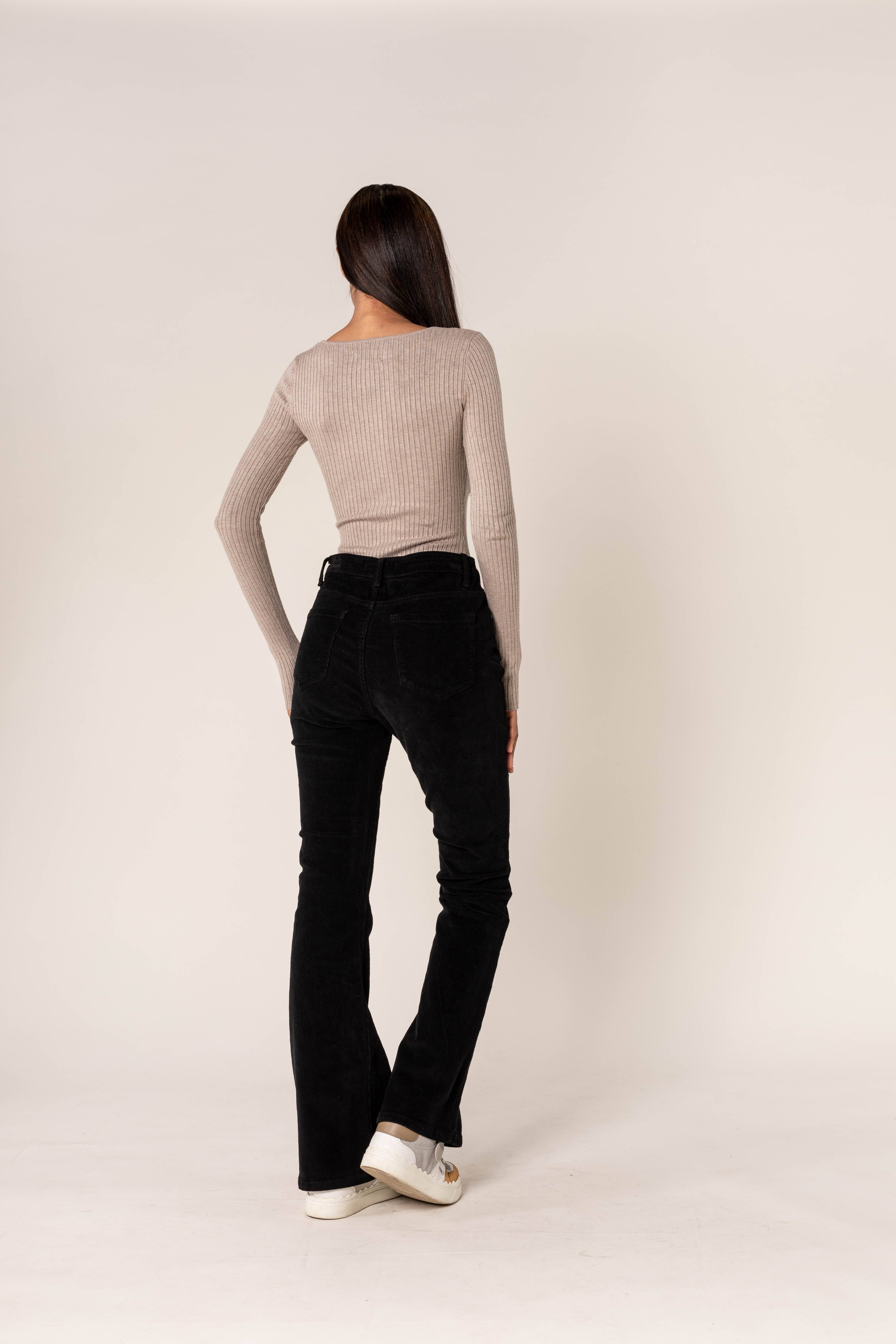 Nina Carter - Wholesale Pants - Women's - Bootcut High Waist Corduroy Back to School J2213