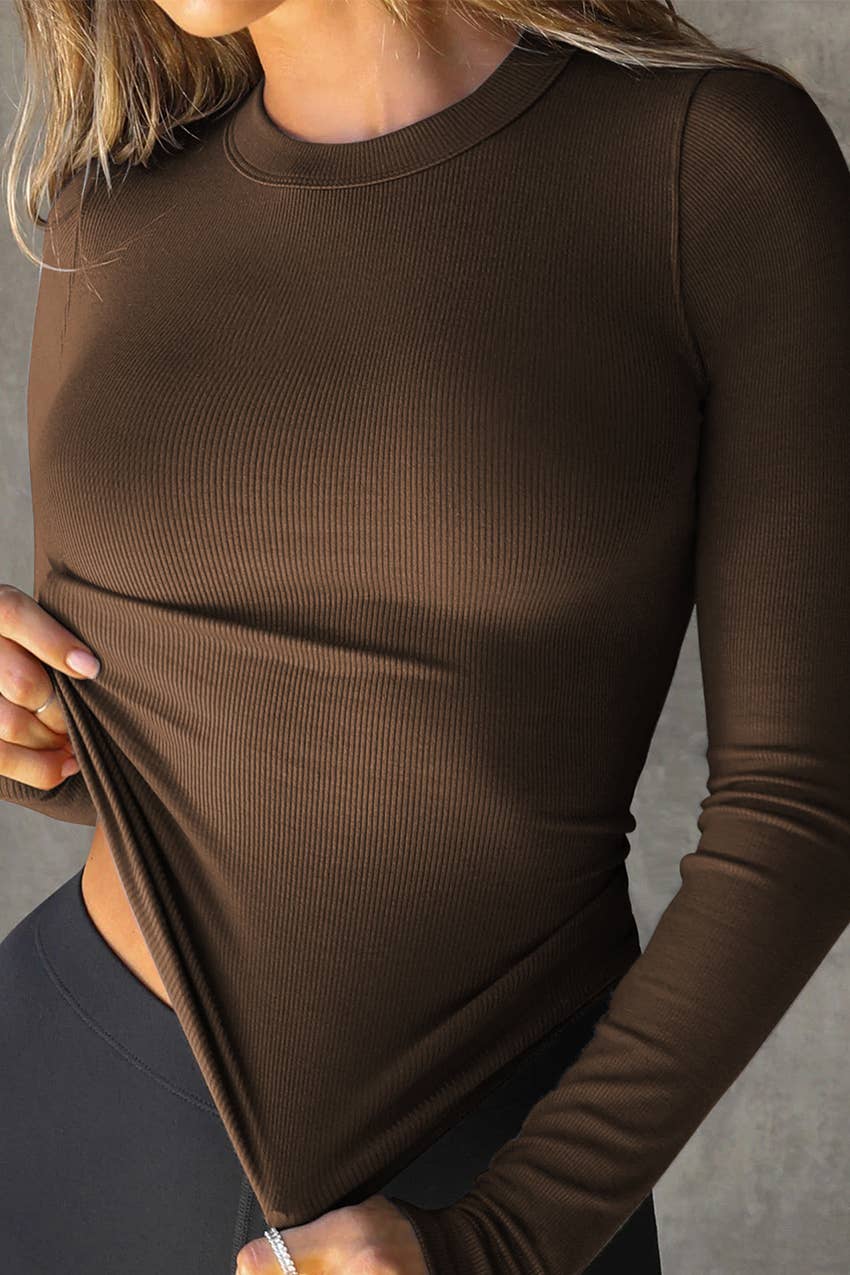 Hope & Sunshine – wholesale Stickad topp - Dam – Ribbad långärmad crop top27