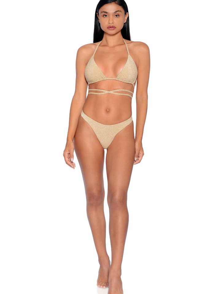 Cristalle Gold Citrine Triangle Bikini Set - Women's for wholesale by Acqua de Luxe Beachwear