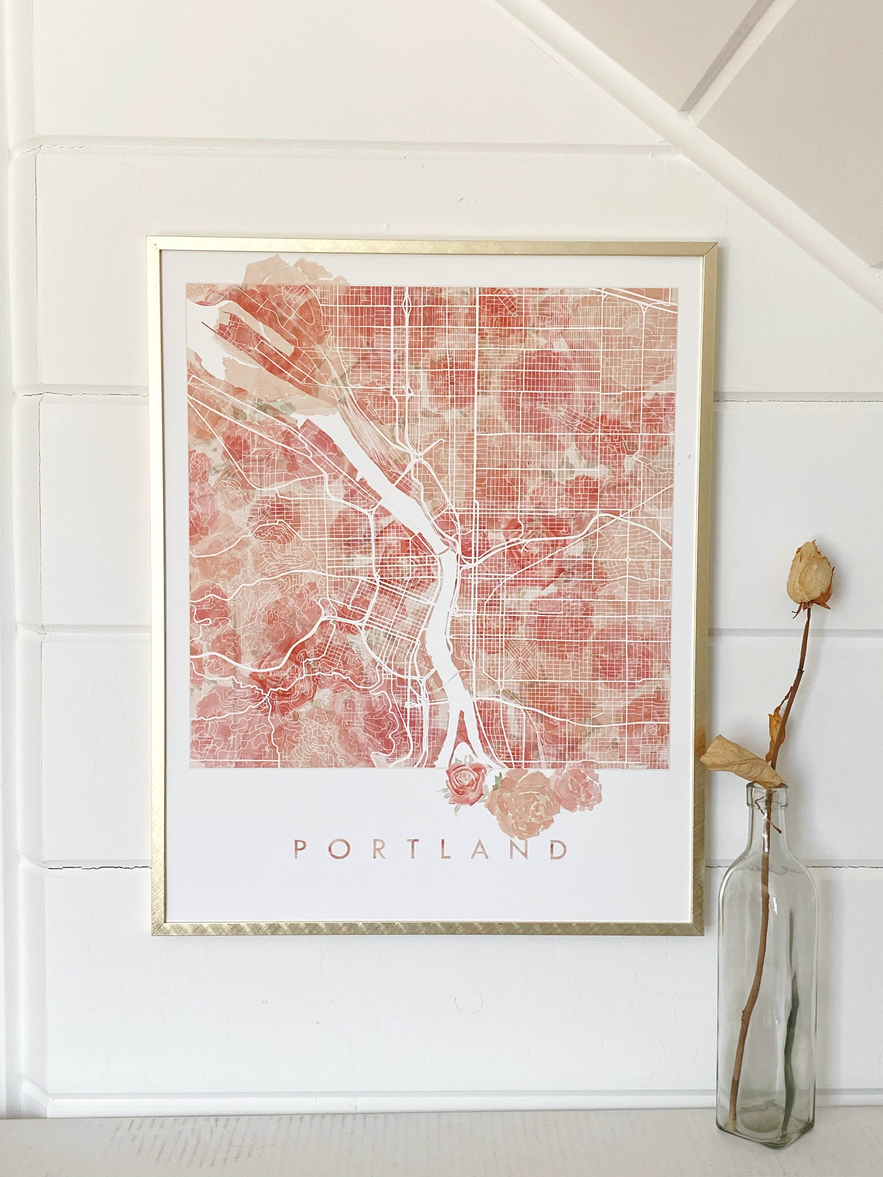 Turn-of-the-Centuries – wholesale Konsttryck – Portland Oregon Roses Botanisk karta SKRIV UT2