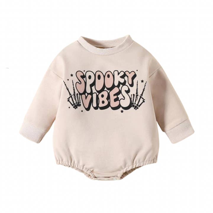 SPOOKY VIBES BUBBLE ROMPER for wholesale by Halo There