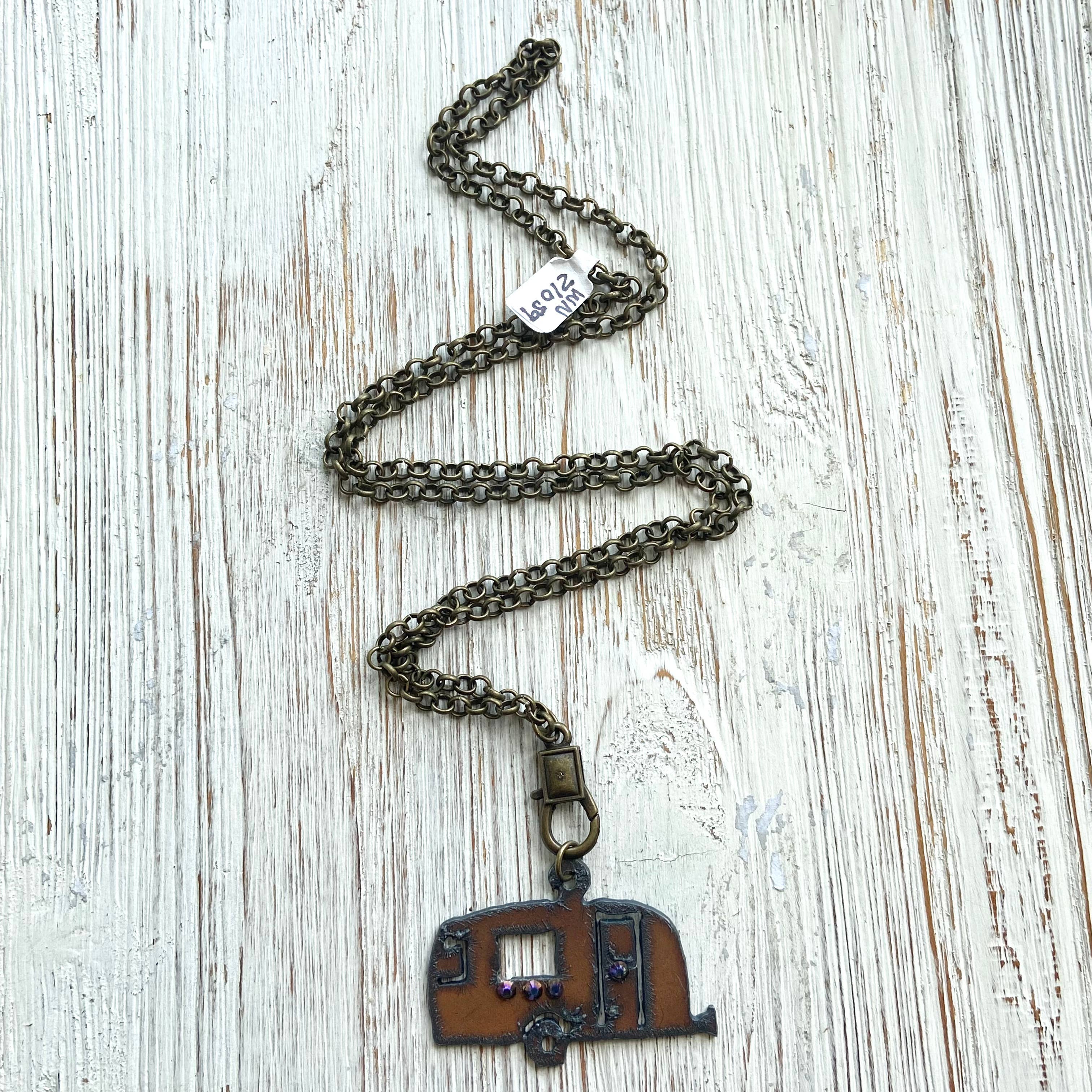 Wanderlust by VB&Co. – wholesale Pendant/charm necklace – Trailer camper rustic necklace camp travel mountain jewelry2