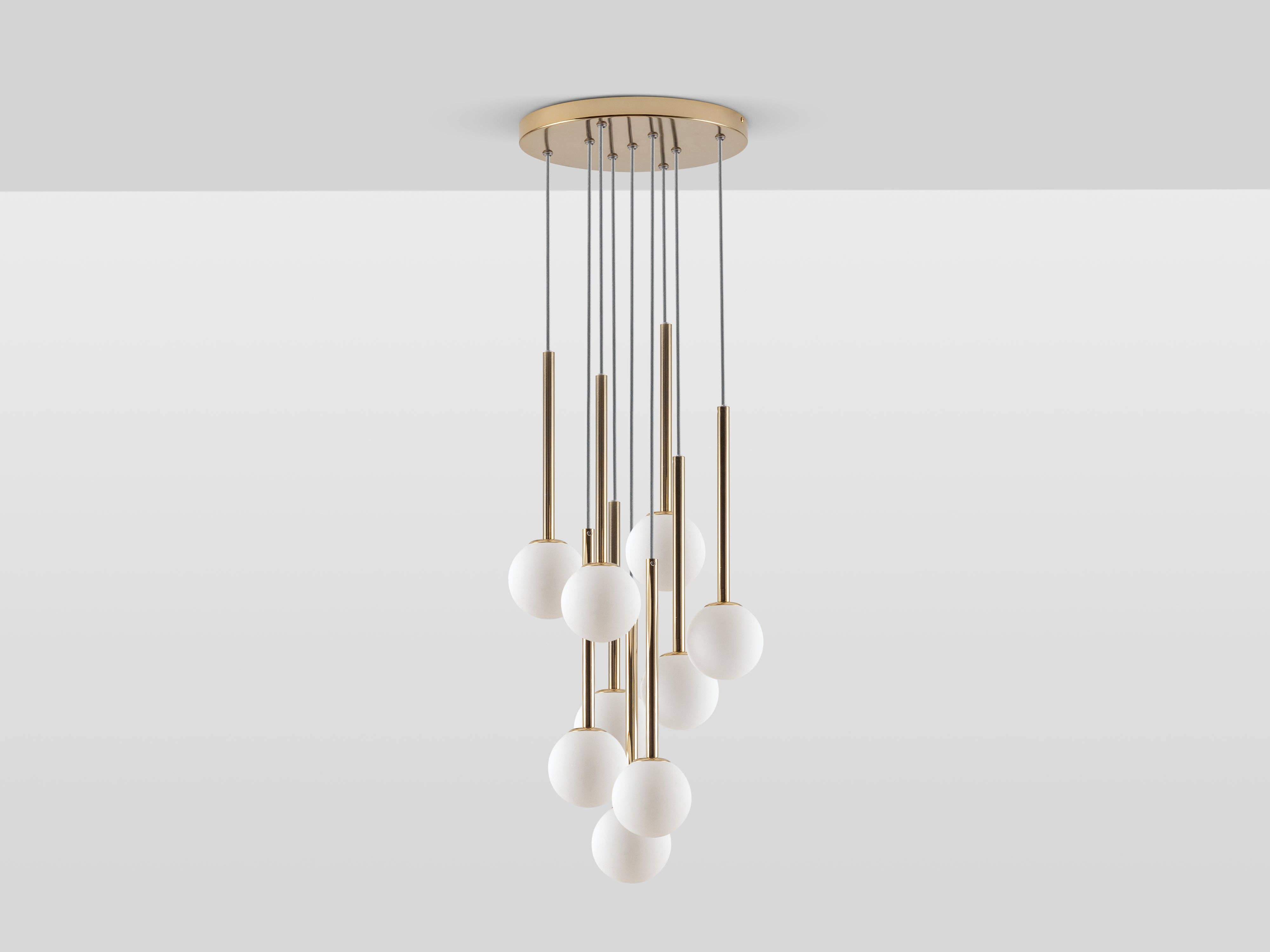 houseof - Wholesale Chandelier/Hanging Light - Opal Ball Cluster Ceiling Light In Brass2
