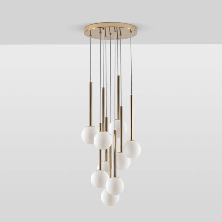 houseof - Wholesale Chandelier/Hanging Light - Opal Ball Cluster Ceiling Light In Brass2