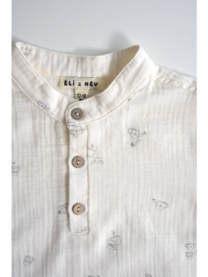 Eli & Nev (we cover U.S. import duties) - Wholesale Button Down Shirt - Kids - Baby / Toddler Muslin Shirt 100% Cotton, Fall/Winter5
