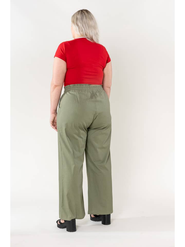 Nina Carter - Wholesale Pants - Women's - Plus size linen-style pants Nina Carter elastic A002