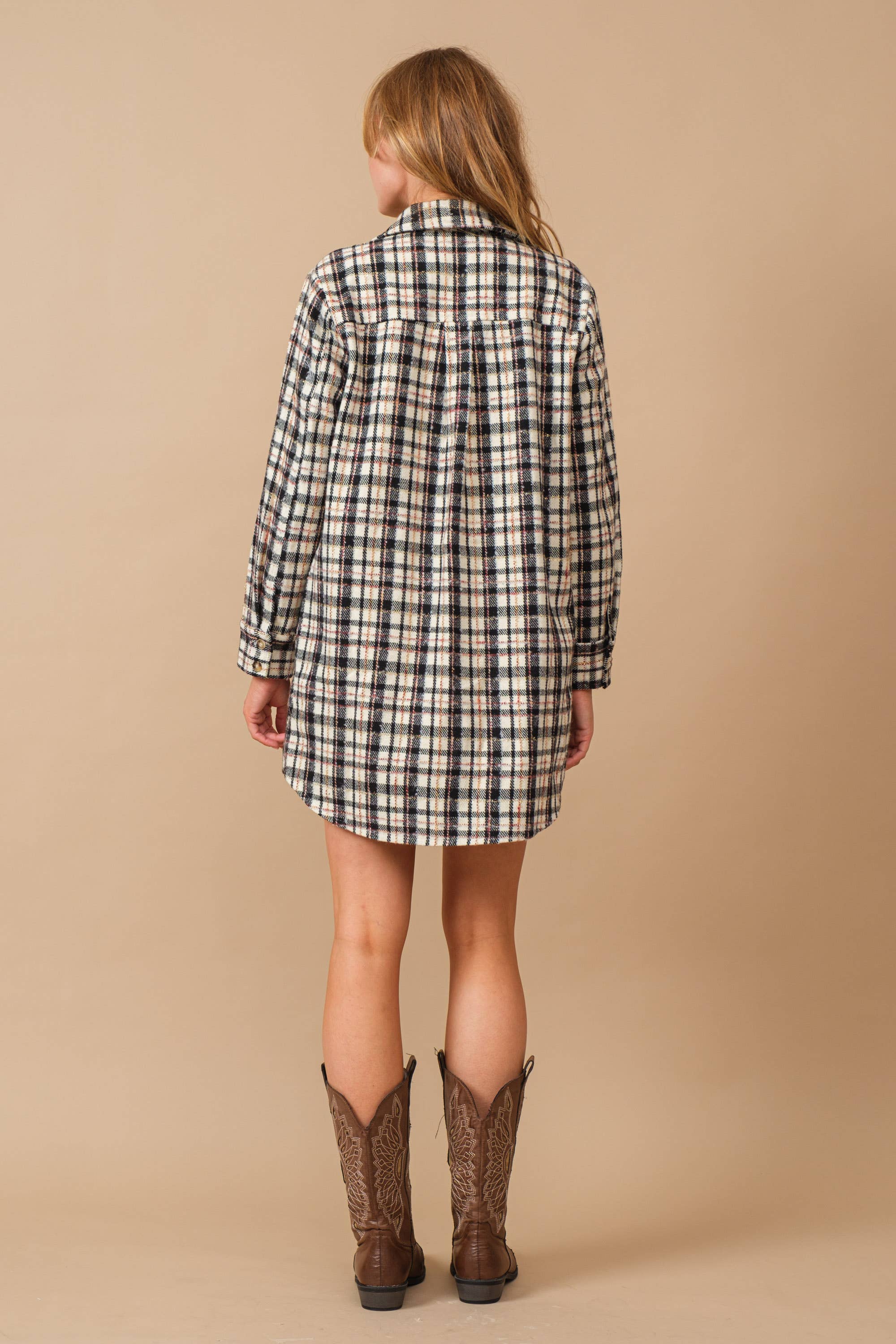 Blue B - Wholesale Shirt Jacket/Shacket - Women's - 34224J - Yarn Dyed Plaid Metallic Wool Blend Button Jacket6