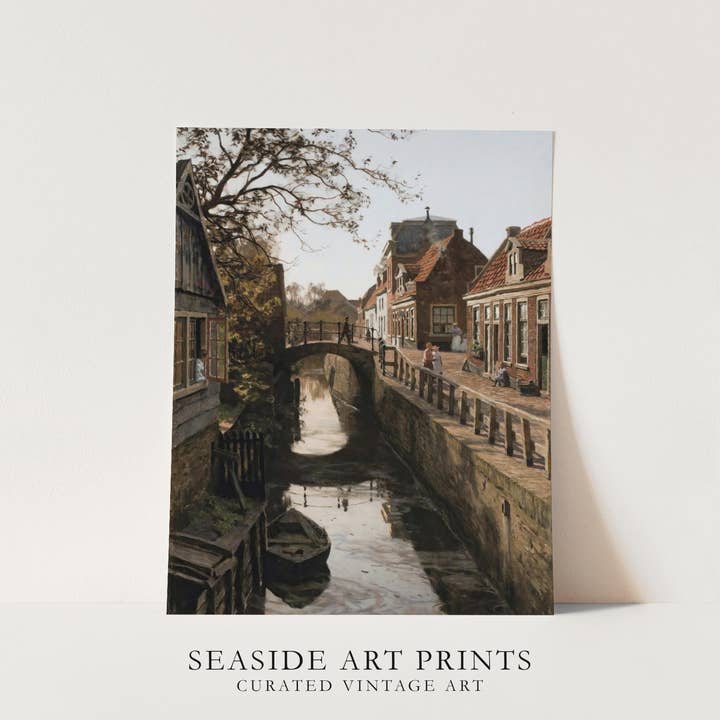Seaside Art Prints - Wholesale Art Print - Vintage Cityscape Painting Art Print / Handmade Giclée Print