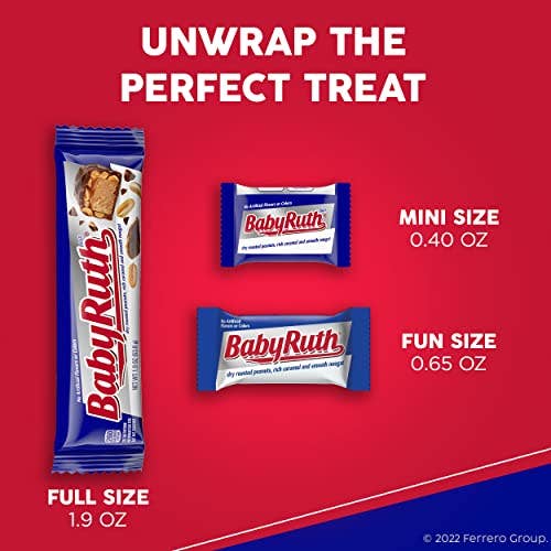 Shop The King - Wholesale Chocolate Bar - Baby Ruth Milk Chocolate-y Candy Bars, Bulk Ferrero Share Pack Candy, Perfect Valentine’s Day Gift, 3.3 oz (Pack of 18)