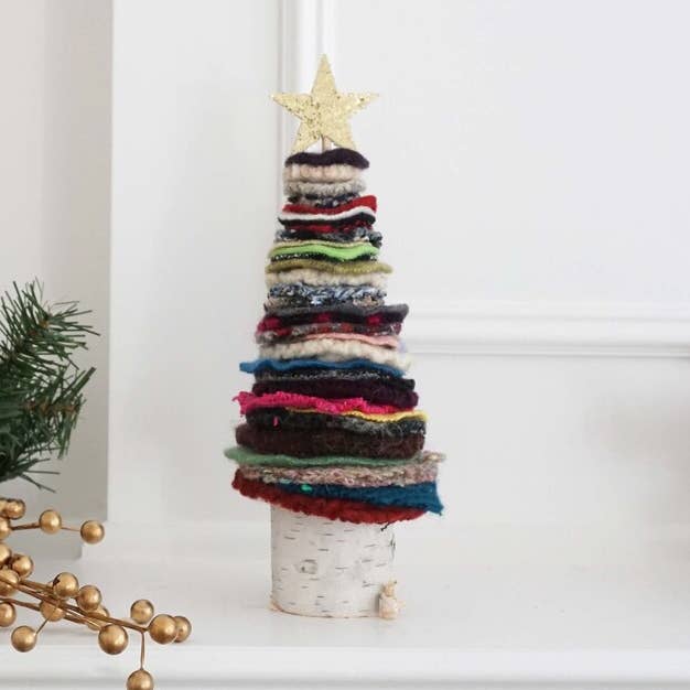 One Stitch Away - Wholesale Christmas Decoration - Medium Multicolor Felted Wool Christmas Tree0