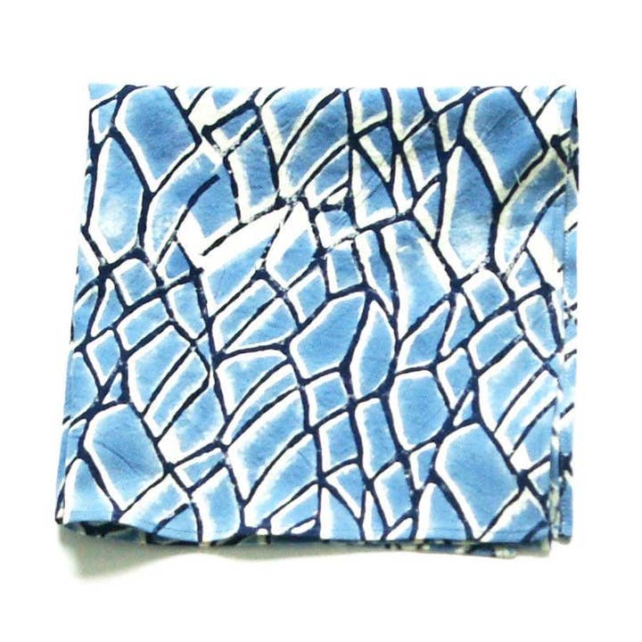 Serviettes de table en coton imprimé bloc bleu indigo pour la vente par Rustic Loom