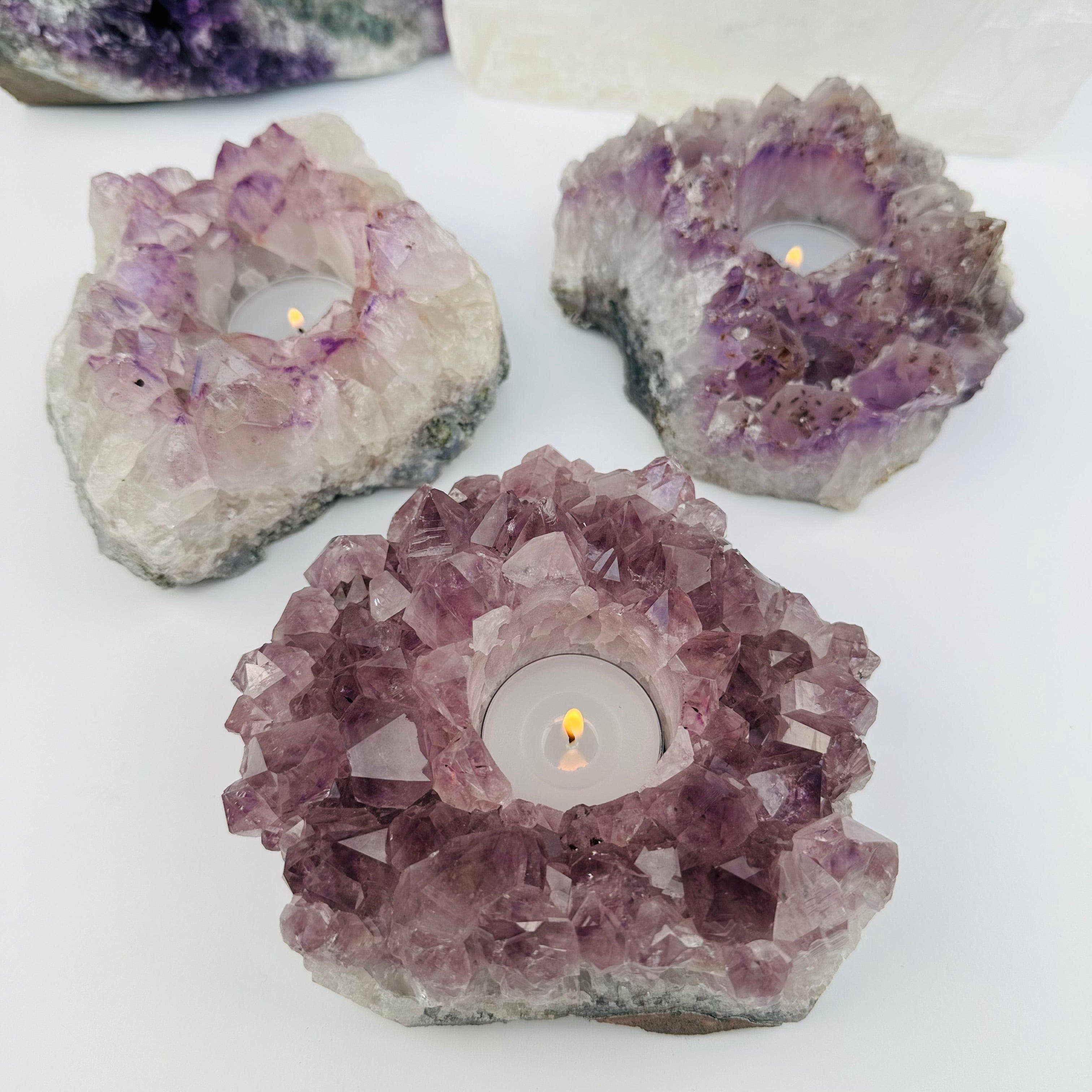 Rock Paradise - Wholesale Candle Holder - Amethyst Crystal Candle Holders - A Grade - (RK2-01)6