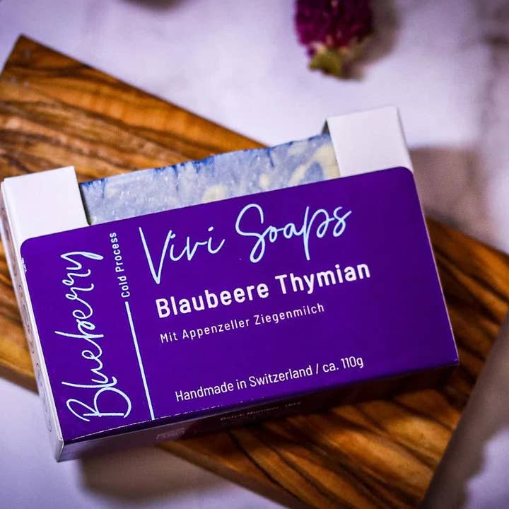 ViviSoaps - Vente Pains de savon - Thym aux bleuets - Savon au lait de chèvre2