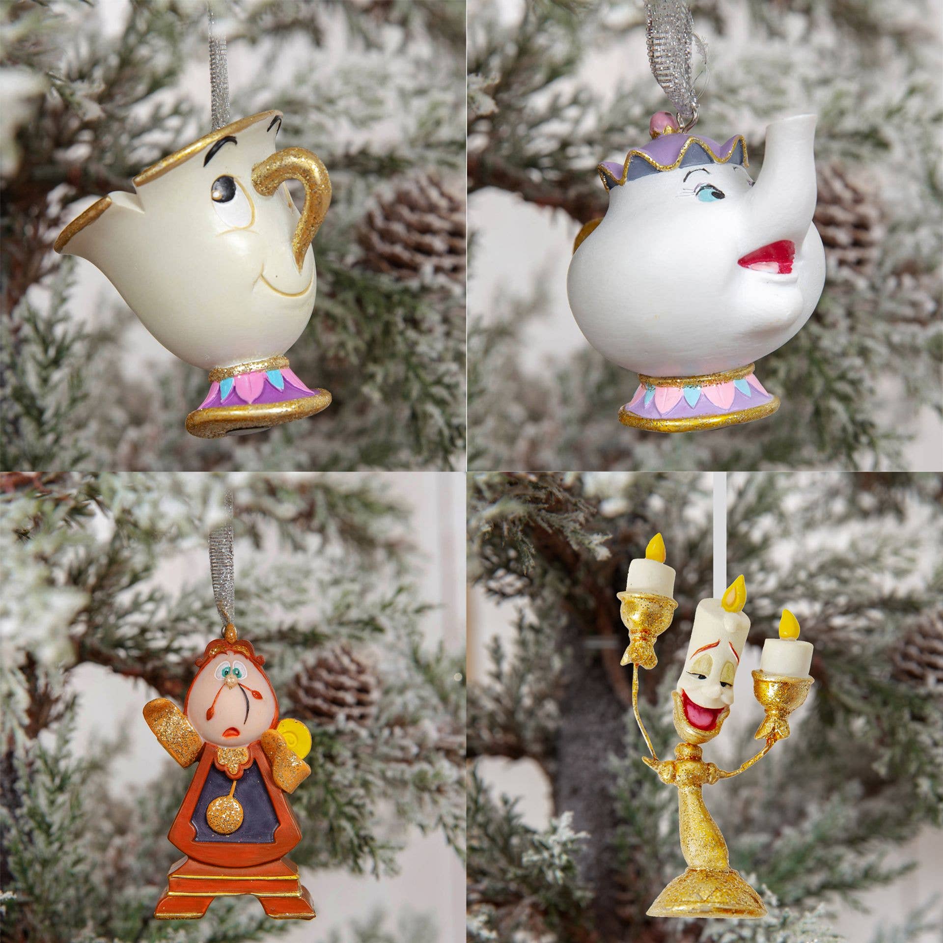 WIDDOP and Co. - Wholesale Christmas Decoration - Disney Set of 4 Beauty & The Beast Resin Hanging Decorations1