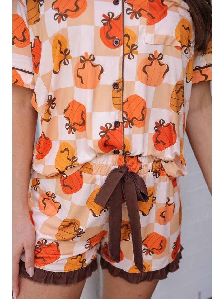 Green Harvest Hues Ruffle Pajama Set for wholesale on Faire2