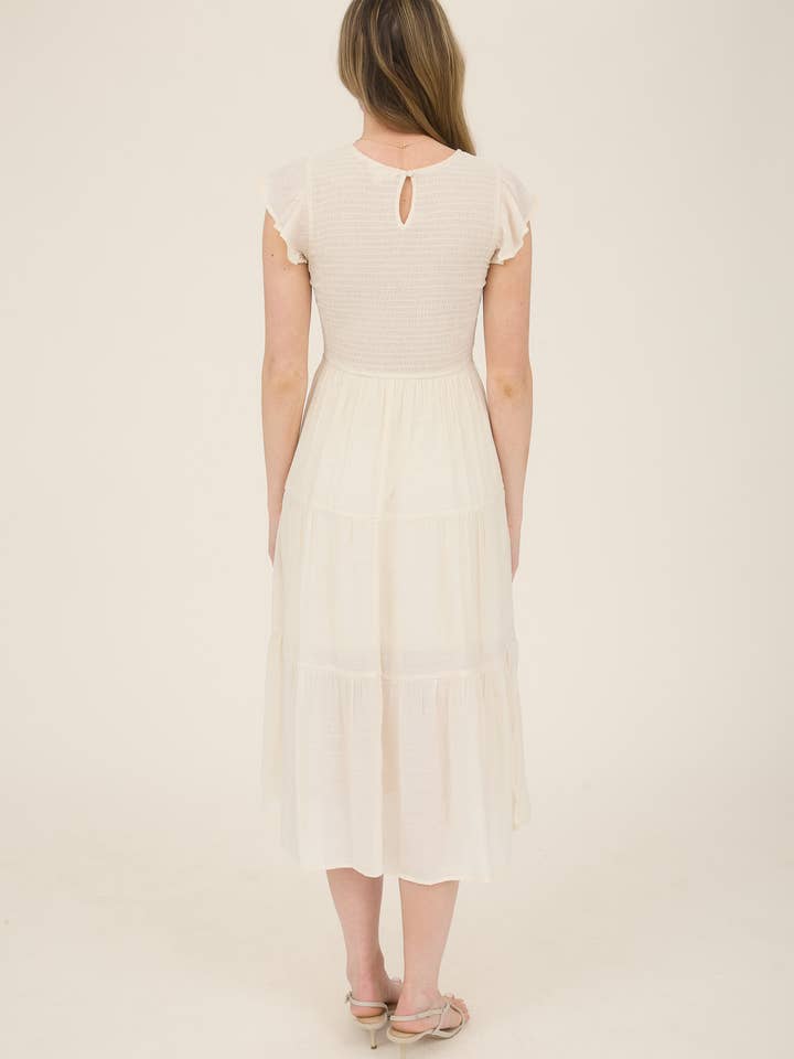 Blu Pepper - Vente Robe – femme - ROBE MIDI À VOLANTS SMOCKÉE