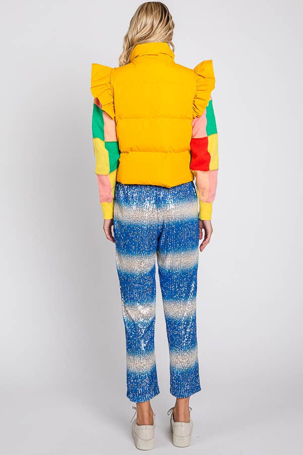 GeeGee x Lovelo - Wholesale Outerwear Vest - Women's - Plus Ruffled Sleeve Puffer Vest, MJ4501PL44